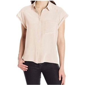 RAILS Women's Medium 100% Silk Blouse Cap Sleeve